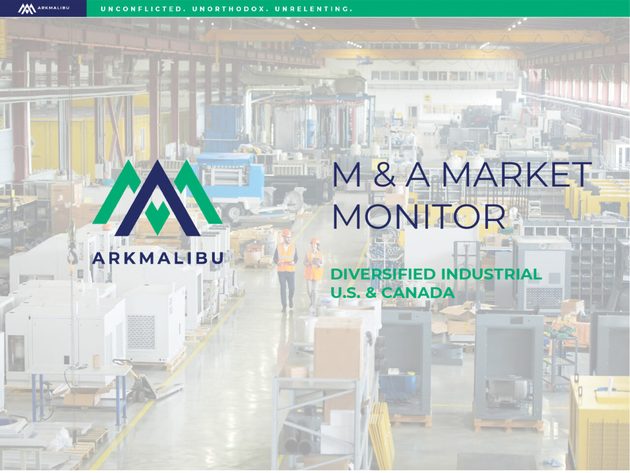 Market Monitor Cover for Diversified Industrial. Faded Image of an industrial warehouse in the background