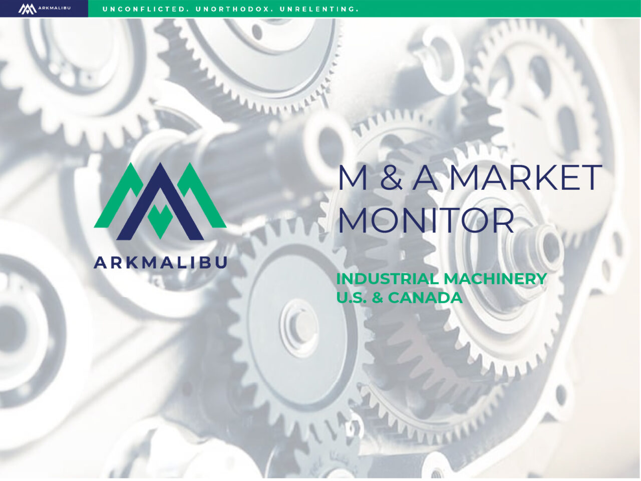 Market Monitor Cover for Industrial Machinery. Faded Image of a gears in the background