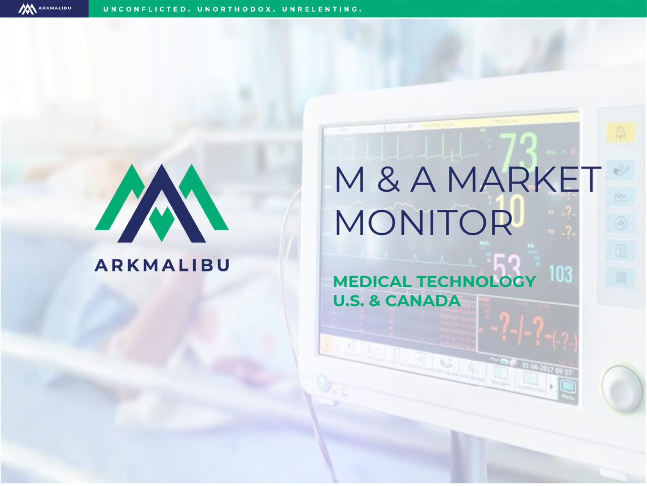 Market Monitor Cover for Medical Technology. Faded Image of a vitals monitor in the background